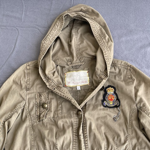 Johnny Was Jacket Women Large Green Embroidered Patchwork Button Up Military - Picture 4 of 16